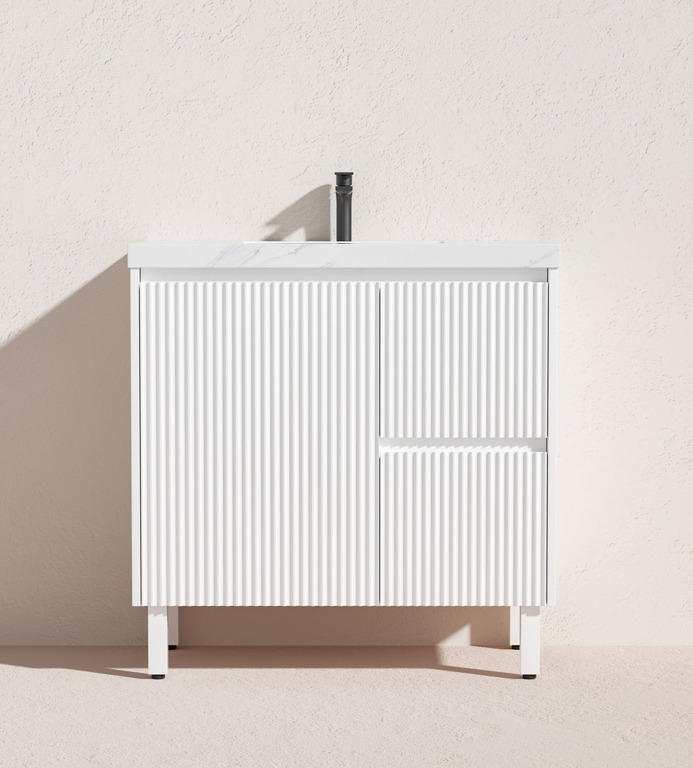 Crete Modern Floorstanding Vanity Matte White