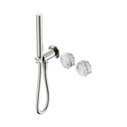 Serenity Progressive Shower System With Arabescato Corchia Handle And Slim Shower Brushed Nickel