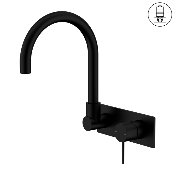 MECCA WALL BASIN/BATH MIXER SWIVEL SPOUT MATTE BLACK