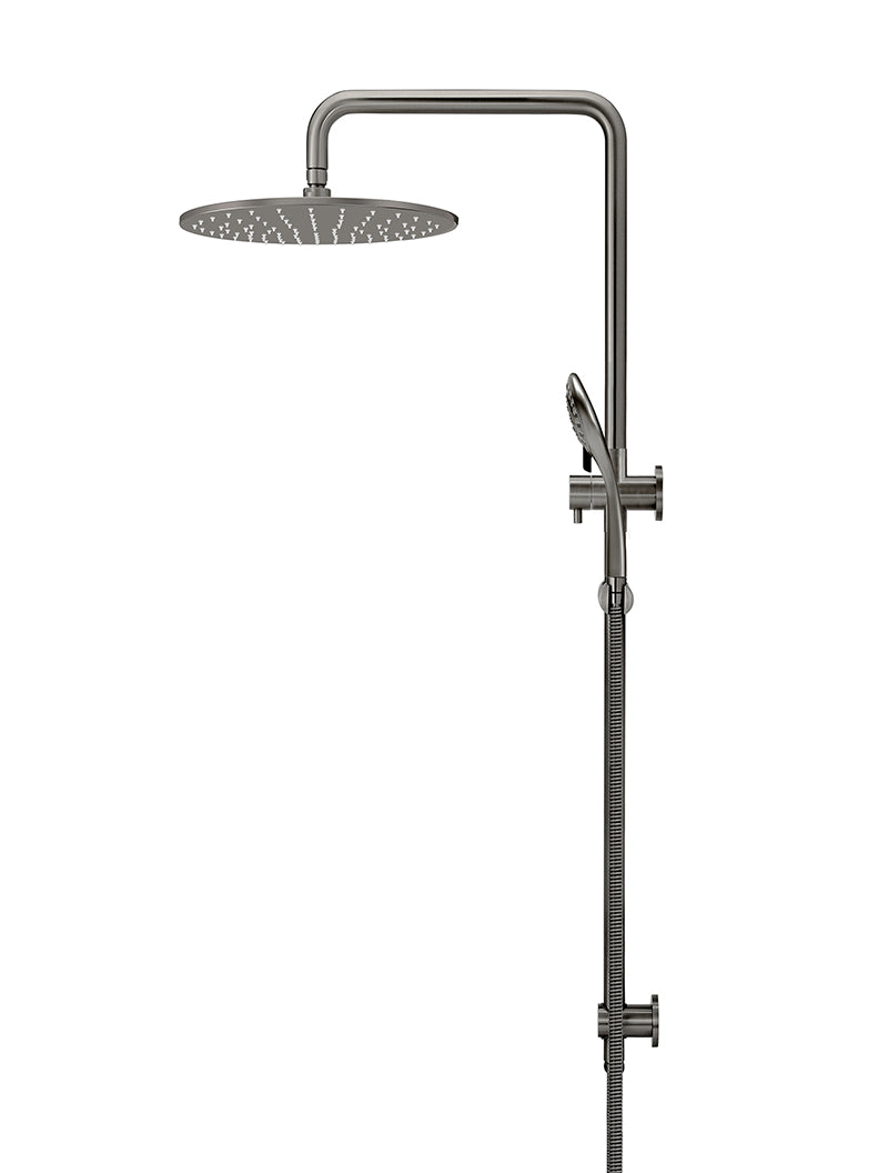 Round Combination Shower Rail 300mm Rose, Three Function Hand Shower - Shadow