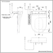 TOTO S2 WASHLET WITH SIDE CONTROL D-SHAPED GLOSS WHITE