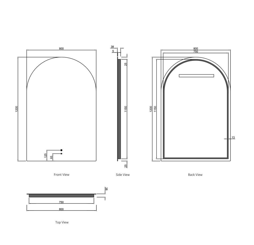 Archie LED Frameless Mirror 900/1200/1500mm