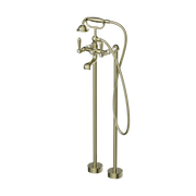 YORK FREESTANDING BATH MIXER WITH METAL HAND SHOWER AGED BRASS