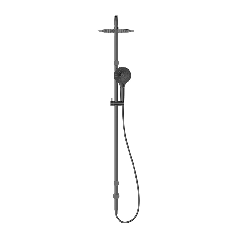 MECCA CARE 25MM GRAB RAIL 900MM TWIN SHOWER SET GUN METAL