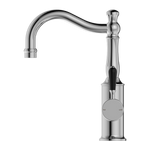 Load image into Gallery viewer, YORK BASIN MIXER HOOK SPOUT WITH BLACK PORCELAIN LEVER CHROME
