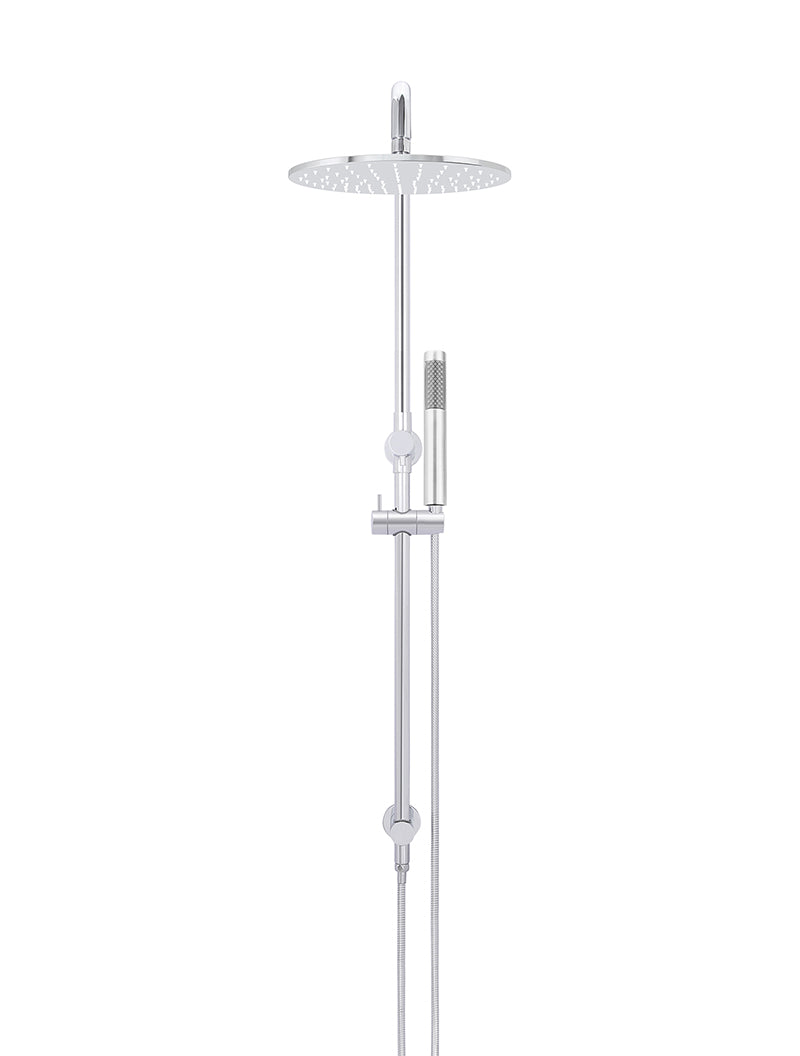 Round Combination Shower Rail 300mm Rose, Single Function Hand Shower - Polished Chrome