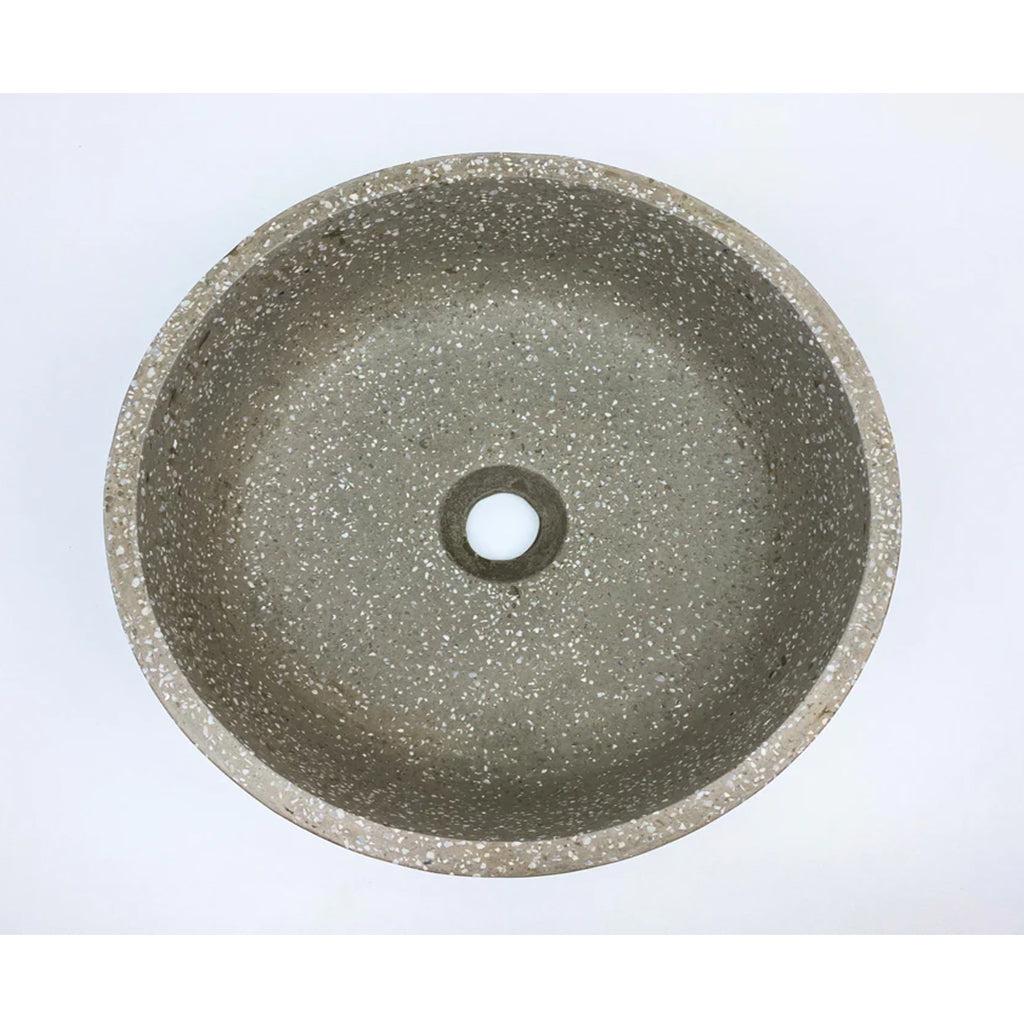 350*350*120 Circular Above Counter Basin Elios - Grey Terrazzo