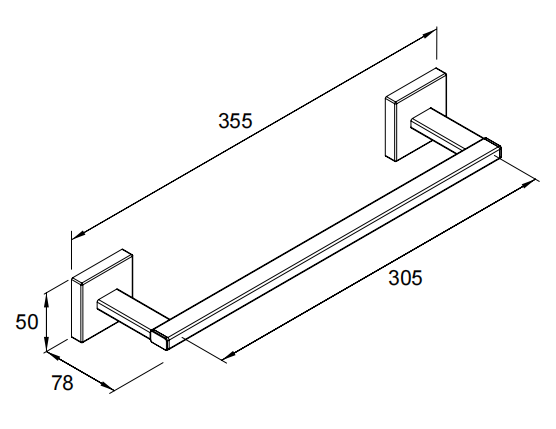 Square 12" Towel Bar