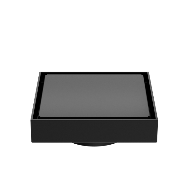 100mm Square Tile Insert Floor Waste 80mm Outlet Matte Black
