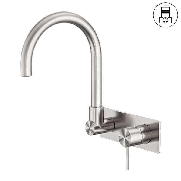 MECCA WALL BASIN/BATH MIXER SWIVEL SPOUT BRUSHED NICKEL