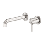 Load image into Gallery viewer, Zen SS316L Wall Basin/Bath Mixer Separate Back Plate 185mm Spout Brushed Nickel
