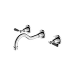 Load image into Gallery viewer, YORK WALL BASIN SET WITH BLACK PORCELAIN LEVER CHROME
