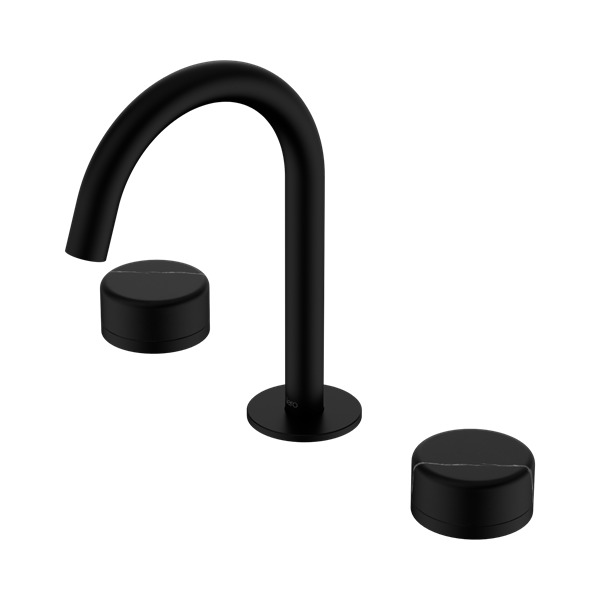 Serenity Basin Set Arc Spout With Marquina Black Handle Matte Black