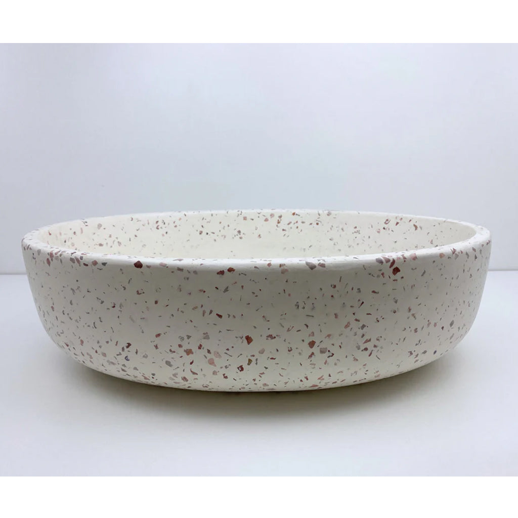 460*350*125 Oval Above Counter Basin Helia Petite - White Terrazzo (Pink Aggregate)