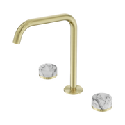 Serenity Bath/Kitchen Set Edge Spout With Arabescato Corchia Handle Brushed Gold