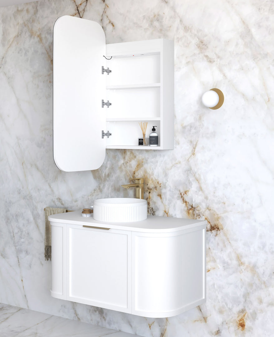 LED Newport White Shaving Cabinet