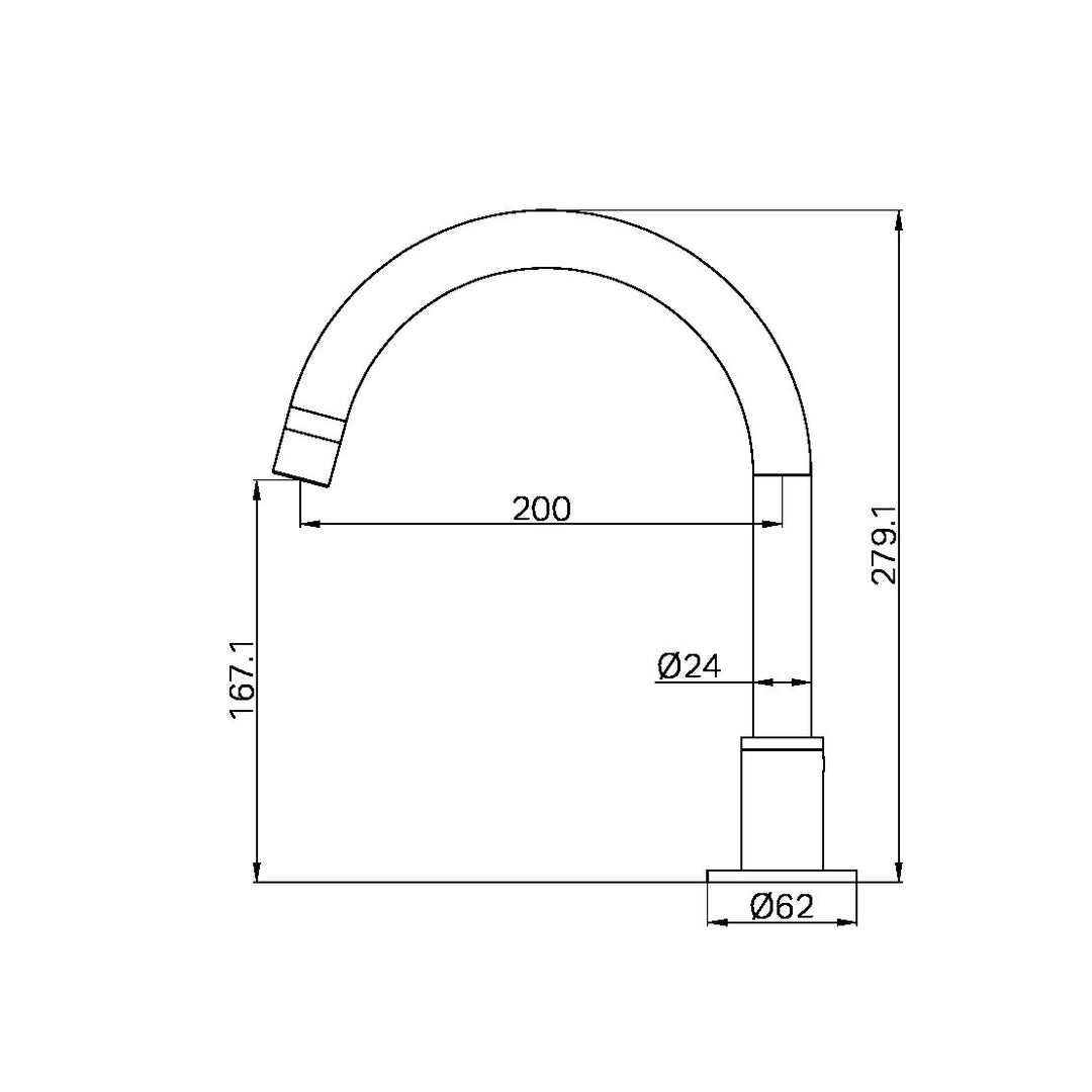 KARA HOB MOUNT BATH SPOUT ONLY G1/2 FEMALE INLET MATTE BLACK