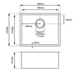 Load image into Gallery viewer, Round Corner Dark Grey Stainless Steel Handmade Single Bowl Kitchen Sink 440*440*205mm
