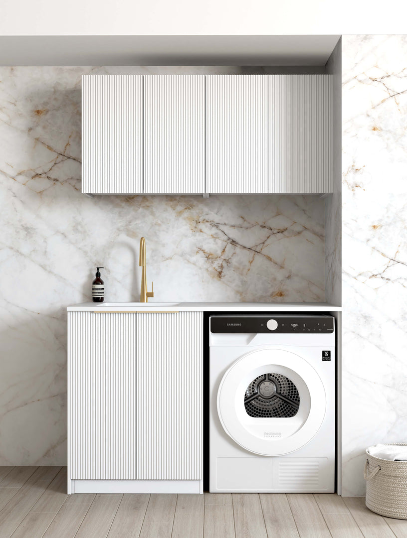 Laundry Kit 1305B Bondi White with Natural Carrara Marble Top