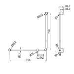 Load image into Gallery viewer, MECCA CARE 32MM 90 DEGREE BENT TUBE GRAB RAIL 750X750MM WITH TOILET ROLL HOLDER GUN METAL
