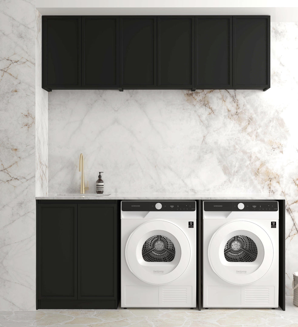Laundry Kit 1960A Hampshire Black with Natural Carrara Marble Top
