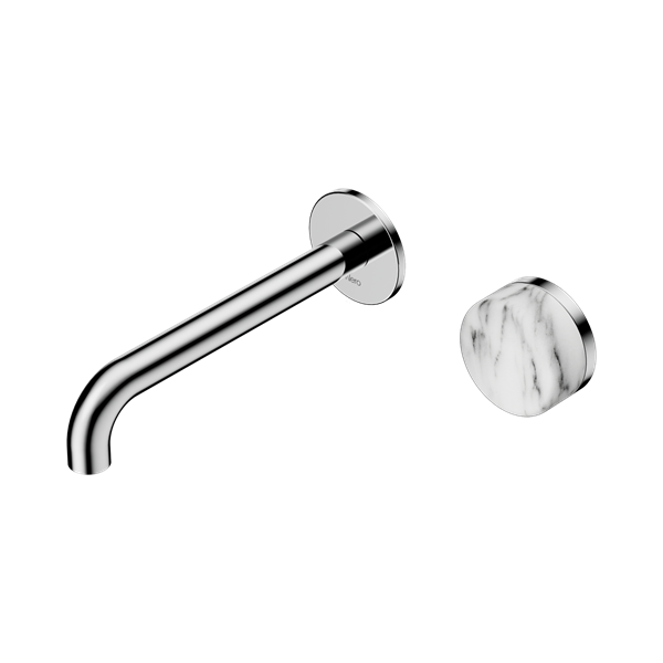 Serenity Progressive Wall Basin Mixer 220mm Spout With Arabescato Corchia Handle Chrome