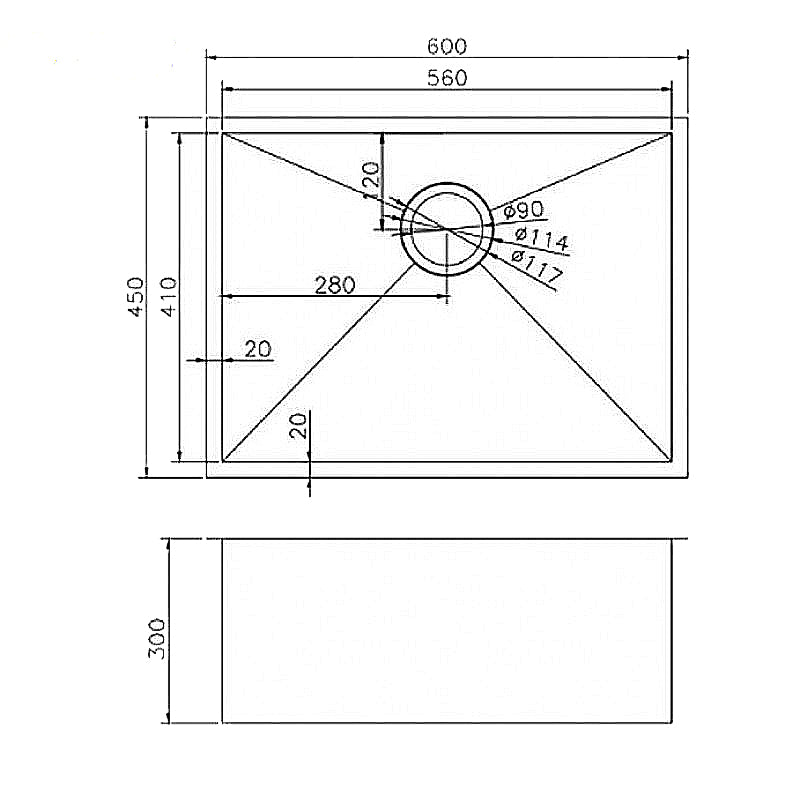 600x450x300mm Gunmetal Stainless Steel PVD Single Bowl Kitchen Sink