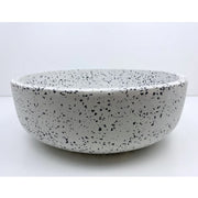 350*350*120 Circular Above Counter Basin Elios - White Terrazzo (Black Aggregate)