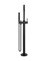 Load image into Gallery viewer, Round Paddle Freestanding Bath Spout and Hand Shower - Matte Black
