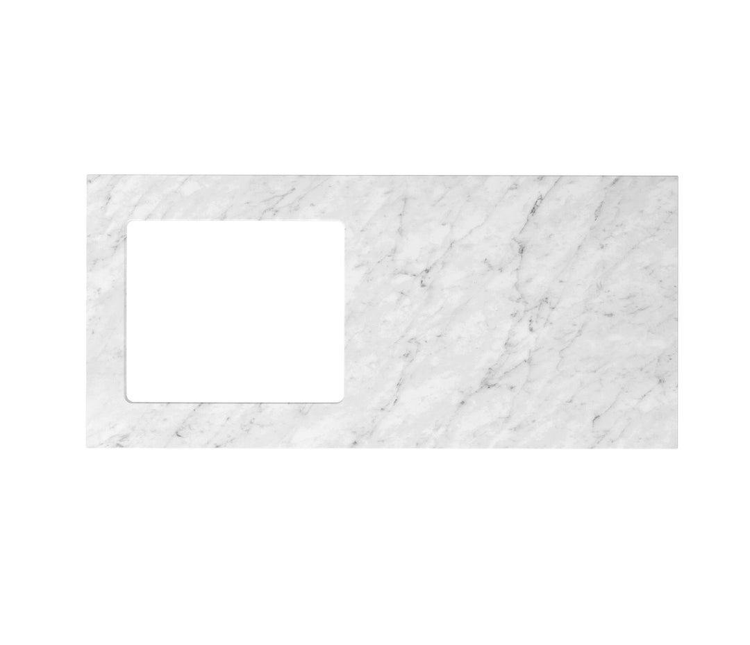Bondi White Base Laundry Cabinet with 1300mm Natural Carrara Marble Top