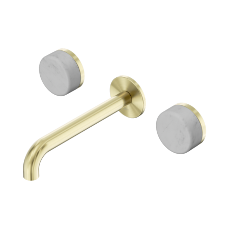 Serenity Wall Basin Set 160mm Spout With Carrara Handle Brushed Gold