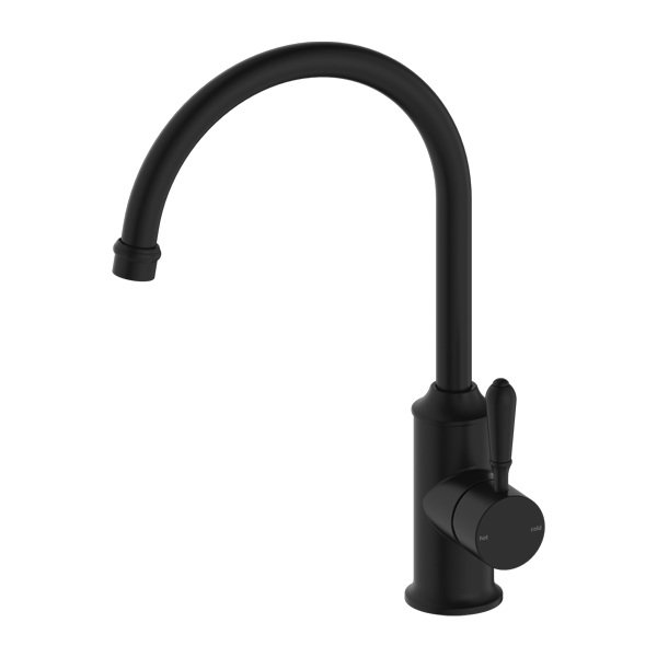 YORK KITCHEN MIXER GOOSNECK SPOUT WITH METAL LEVER MATTE BLACK