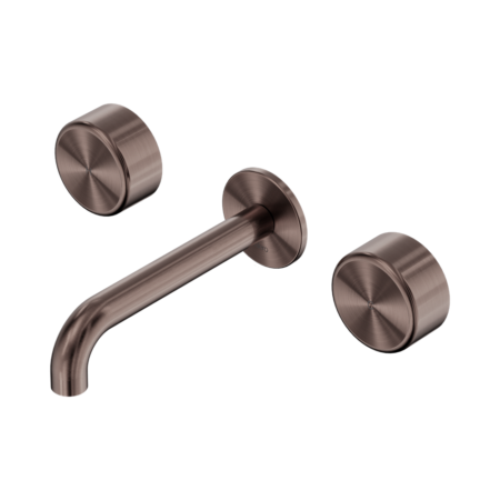 Serenity Wall Basin Set 220mm Spout With Metal Handle Brushed Bronze