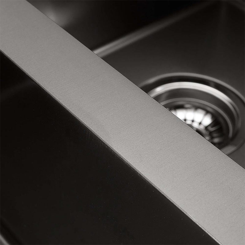 Round Corner Dark Grey Stainless Steel Handmade Single Bowl Kitchen Sink 440*440*205mm