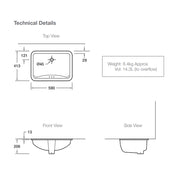 Ladena Undercounter Basin 590 x 413mm