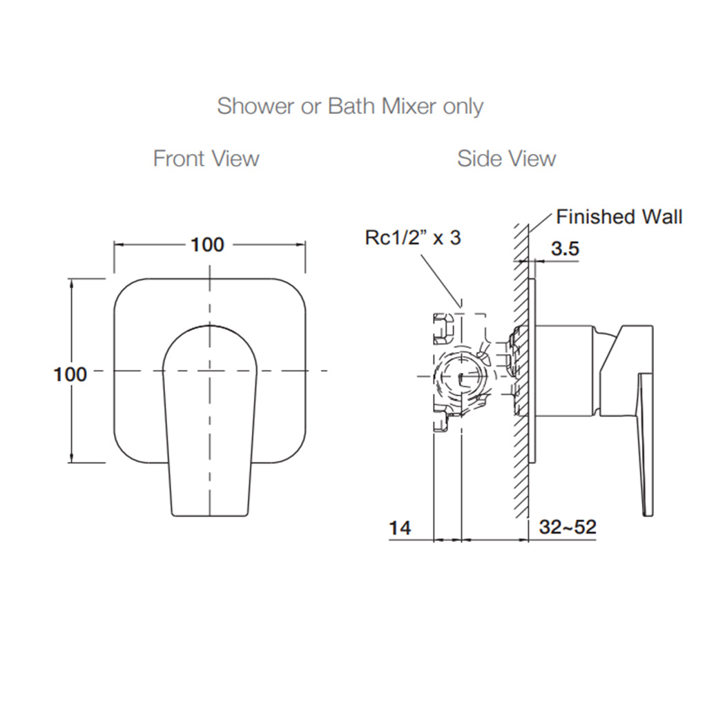 Taut Shower/Bath Mixer - THIN 78990T-4-CP+78981T-DR-NA