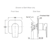 Taut Shower/Bath Mixer - THIN 78990T-4-CP+78981T-DR-NA
