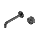 Load image into Gallery viewer, Serenity Progressive Wall Basin Mixer 220mm Spout With Metal Handle Gun Metal
