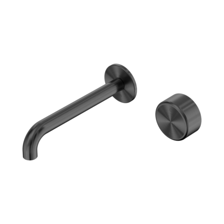 Serenity Progressive Wall Basin Mixer 220mm Spout With Metal Handle Gun Metal