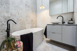 Load image into Gallery viewer, Round Freestanding Bath Spout and Hand Shower - Matte Black
