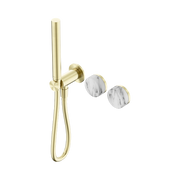Serenity Progressive Shower System With Arabescato Corchia Handle And Slim Shower Brushed Gold
