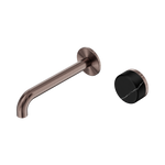 Load image into Gallery viewer, Serenity Progressive Wall Basin Mixer 220mm Spout With Marquina Black Handle Brushed Bronze
