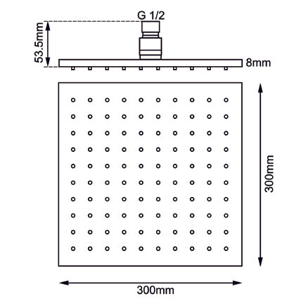 Square Chrome Brass Shower Head 300mm