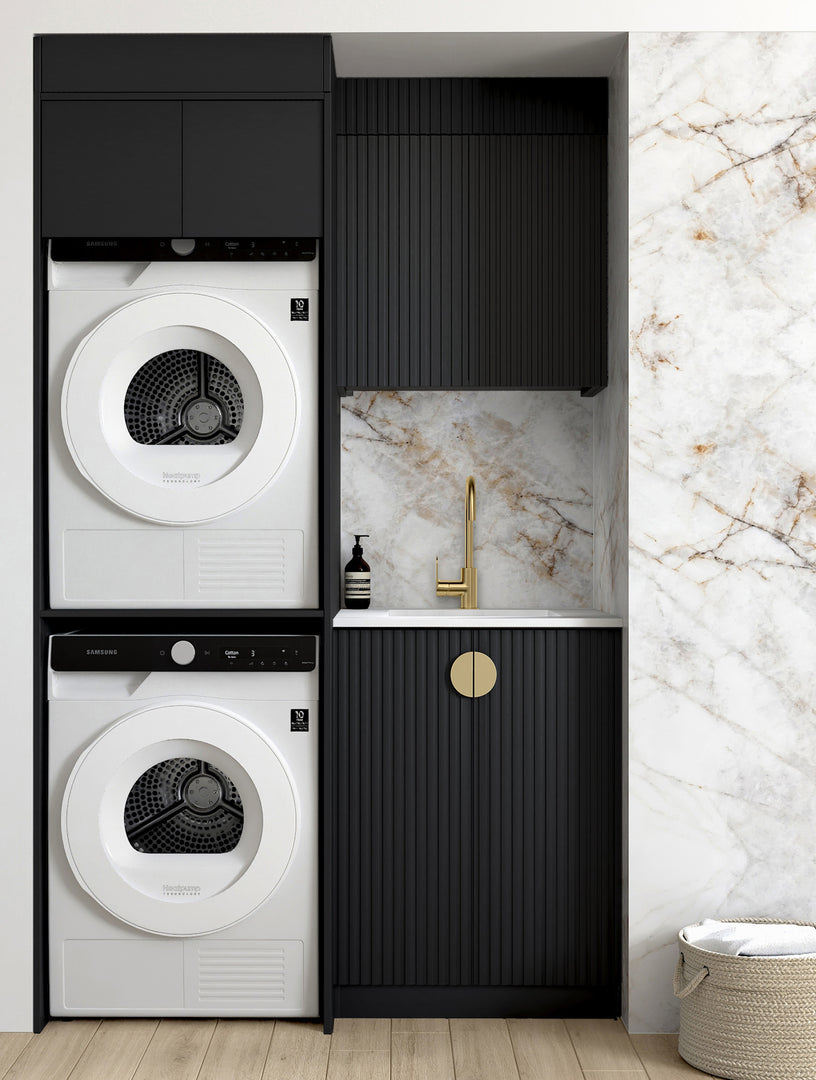 Laundry Kit 1305C Marlo Black with  Cloudy Carrara Top