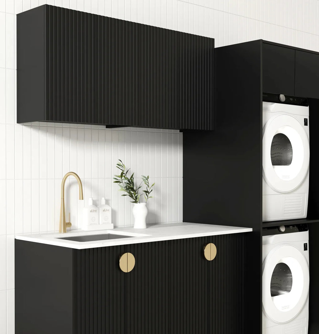 Laundry Kit 1960C Marlo Black with Natural Carrara Marble Top