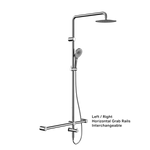 Load image into Gallery viewer, MECCA CARE 32MM T BAR GRAB RAIL 1100X750MM TWIN SHOWER SET CHROME
