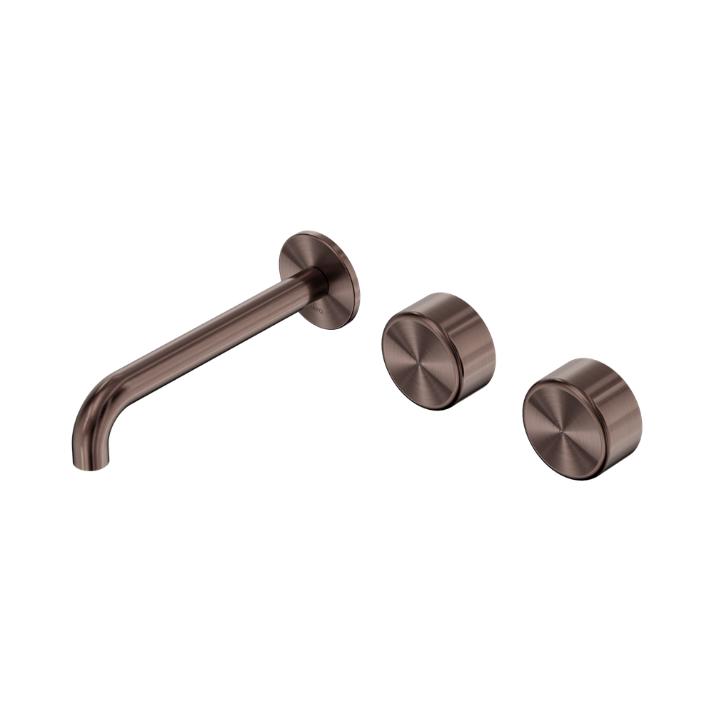 Serenity Wall Basin Set 160mm Offset Spout With Metal Handle Brushed Bronze