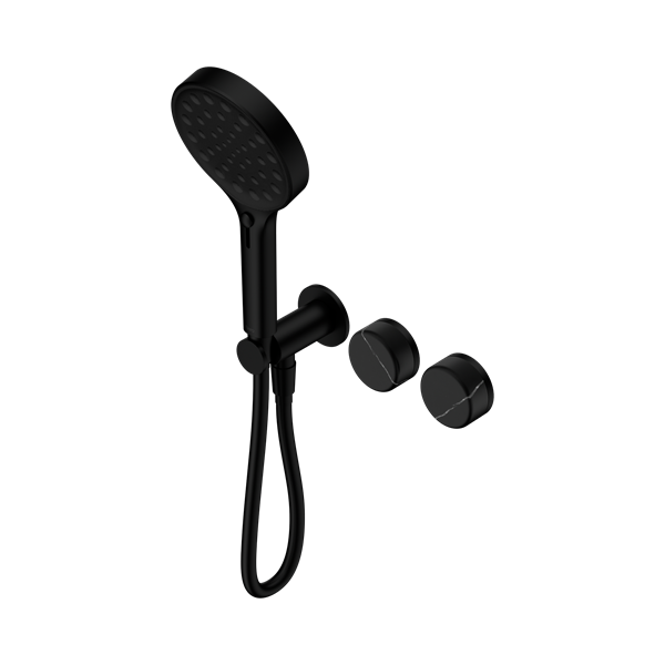Serenity Progressive Shower System With Marquina Black Handle And Serenity Hand Shower Matte Black