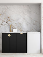 Load image into Gallery viewer, Marlo Black Base Laundry Cabinet with 1060mm Natural Carrara Marble Top

