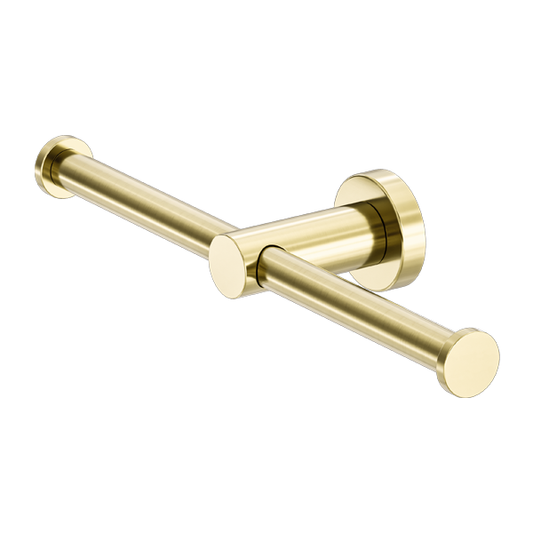 MECCA DOUBLE TOILET ROLL HOLDER BRUSHED GOLD